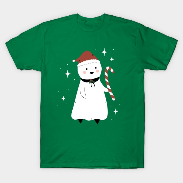 Juniper Ghost Christmas T-Shirt by Little Spooky Studio